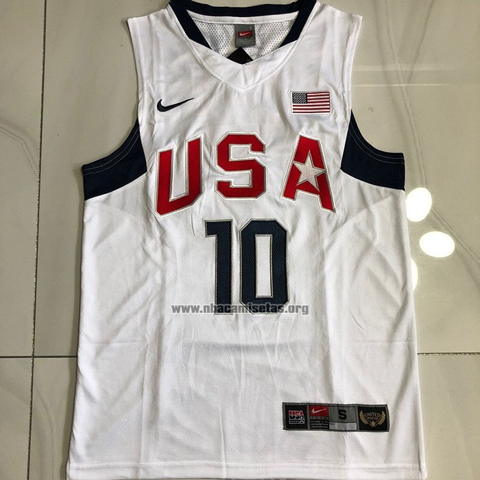 Camiseta USA 2008 Kobe Bryant NO 10 Blanco